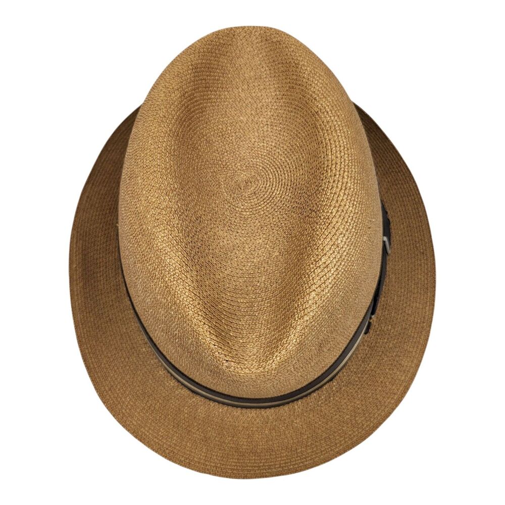 Vintage 1960s Mid Century MCM Hat Taupe W Striped Band sz 7 Keen's Colonials - Picture 5 of 11